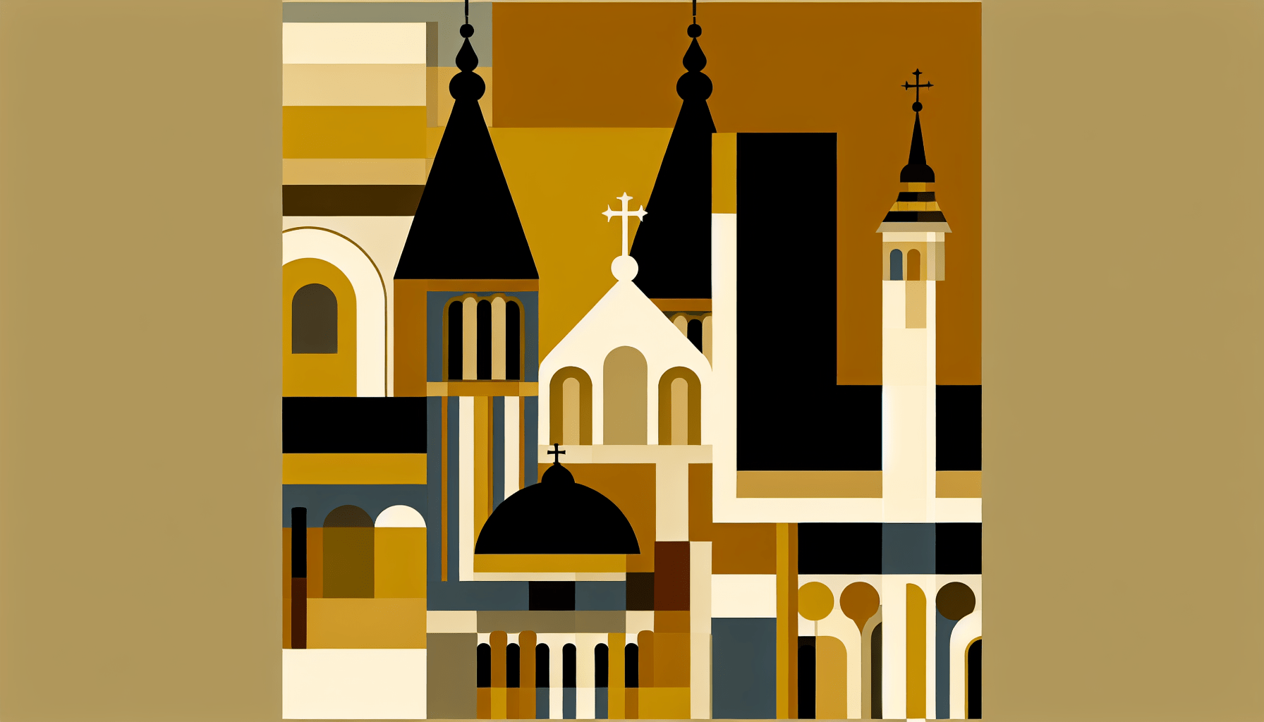 Abstract post image that is flat, clean, and evoke a sense of calm and warmth with art deco influences.