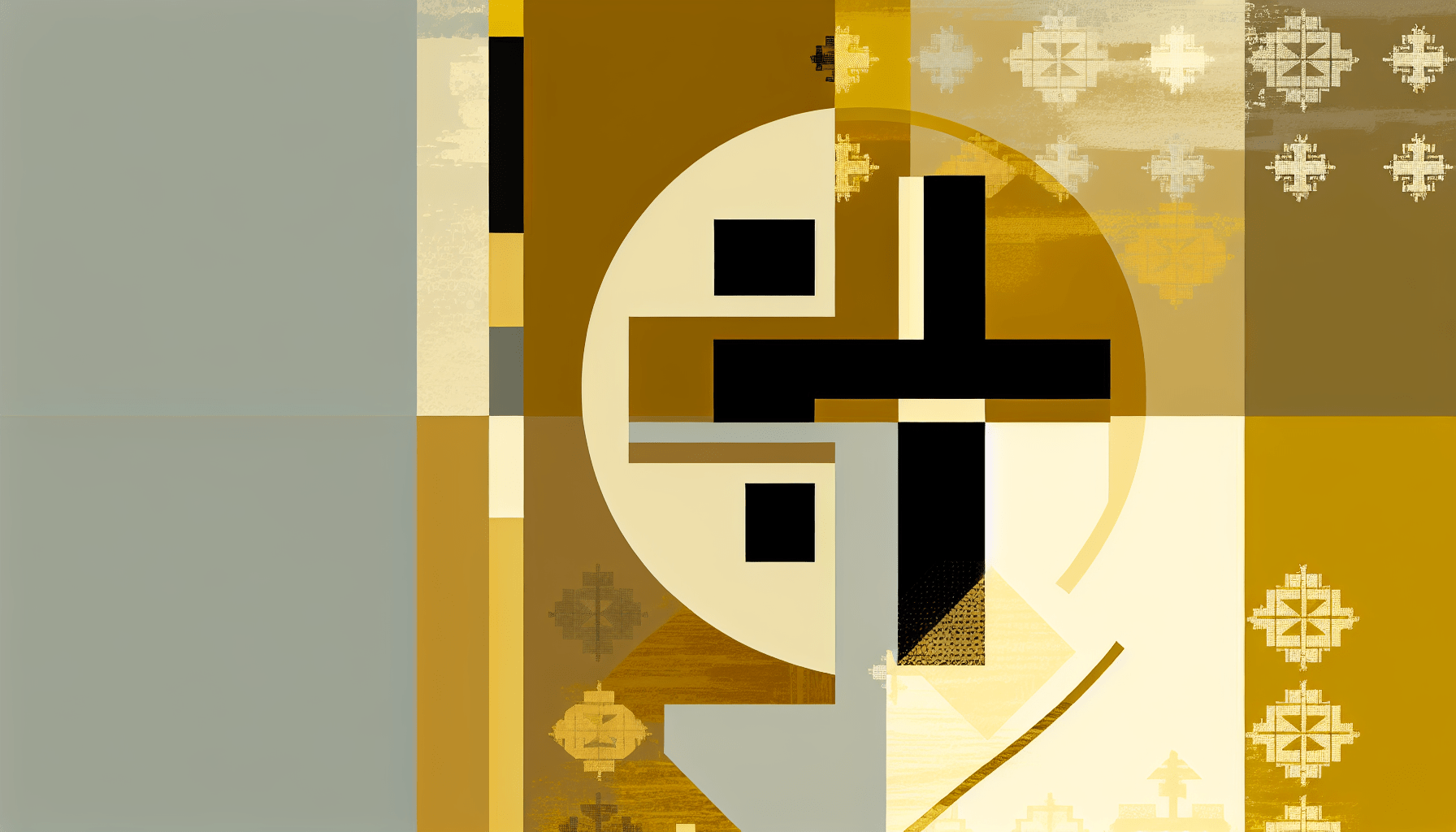 Abstract post image that is flat, clean, and evoke a sense of calm and warmth with art deco influences.