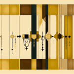 Abstract post image that is flat, clean, and evoke a sense of calm and warmth with art deco influences.