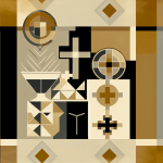 Abstract post image that is flat, clean, and evoke a sense of calm and warmth with art deco influences.