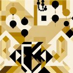 Abstract post image that is flat, clean, and evoke a sense of calm and warmth with art deco influences.