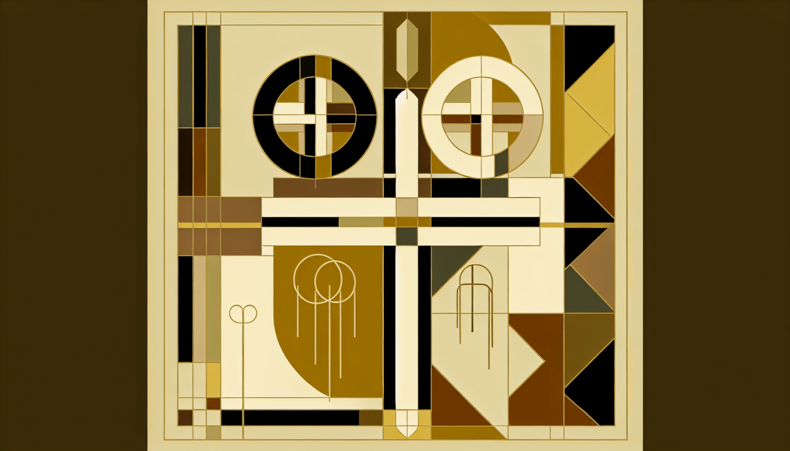 Abstract post image that is flat, clean, and evoke a sense of calm and warmth with art deco influences.