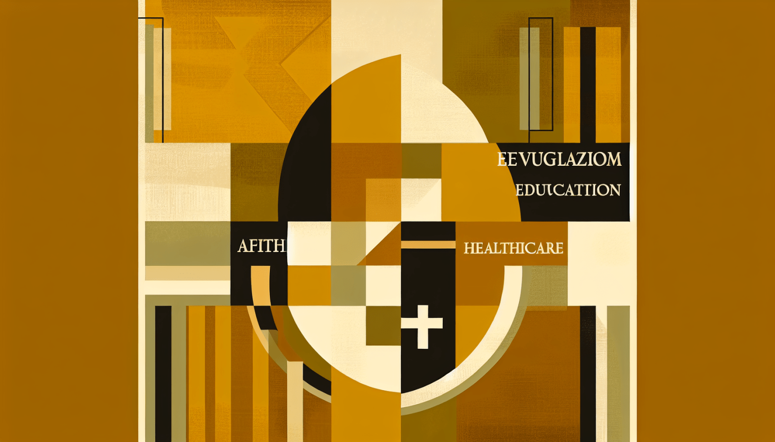 Abstract post image that is flat, clean, and evoke a sense of calm and warmth with art deco influences.