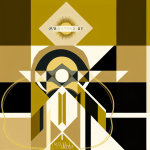 Abstract post image that is flat, clean, and evoke a sense of calm and warmth with art deco influences.