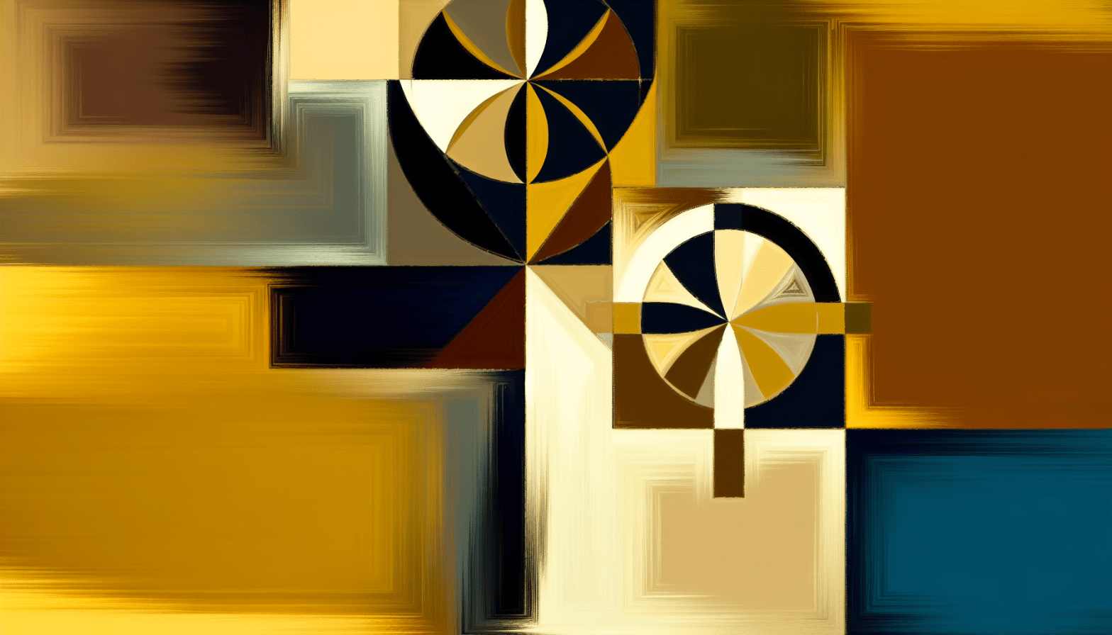 Abstract post image that is flat, clean, and evoke a sense of calm and warmth with art deco influences.