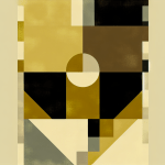 Abstract post image that is flat, clean, and evoke a sense of calm and warmth with art deco influences.