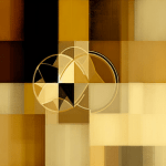 Abstract post image that is flat, clean, and evoke a sense of calm and warmth with art deco influences.