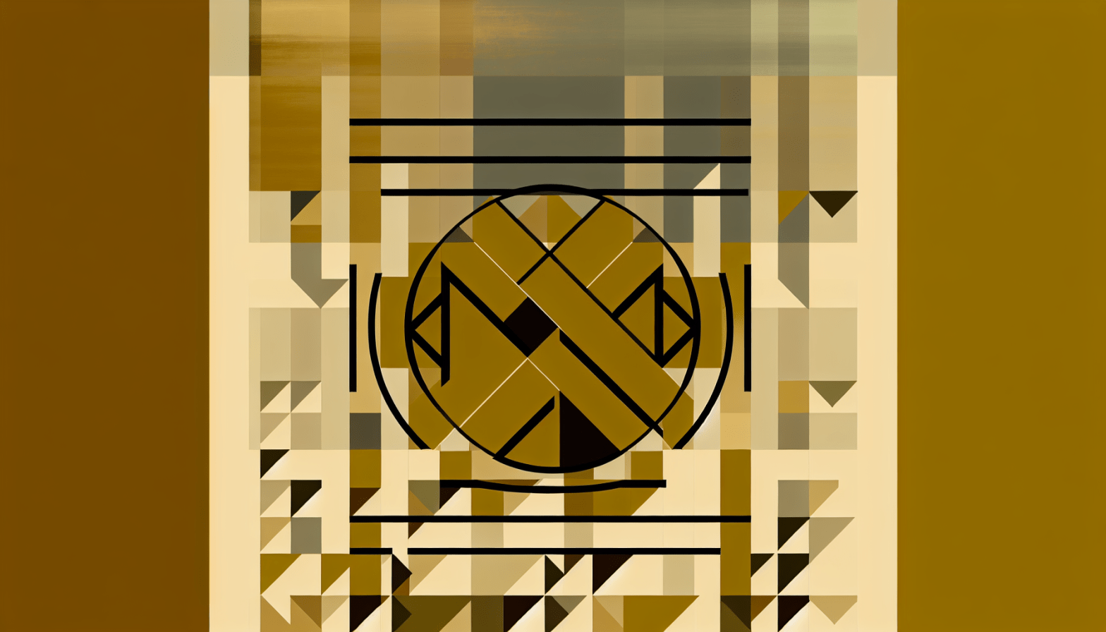 Abstract post image that is flat, clean, and evoke a sense of calm and warmth with art deco influences.