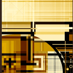 Abstract post image that is flat, clean, and evoke a sense of calm and warmth with art deco influences.