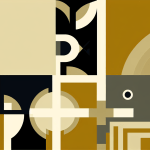 Abstract post image that is flat, clean, and evoke a sense of calm and warmth with art deco influences.