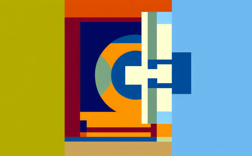 Abstract post image that is flat, clean, and evoke a sense of calm and warmth with art deco influences.