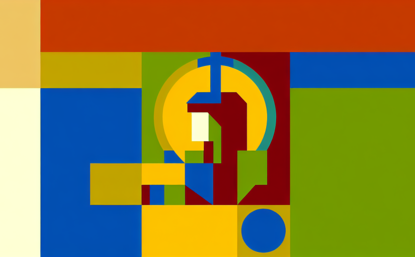 Abstract post image that is flat, clean, and evoke a sense of calm and warmth with art deco influences.