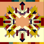 Abstract post image that is flat, clean, and evoke a sense of calm and warmth with art deco influences.