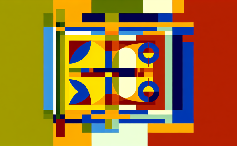 Abstract post image that is flat, clean, and evoke a sense of calm and warmth with art deco influences.