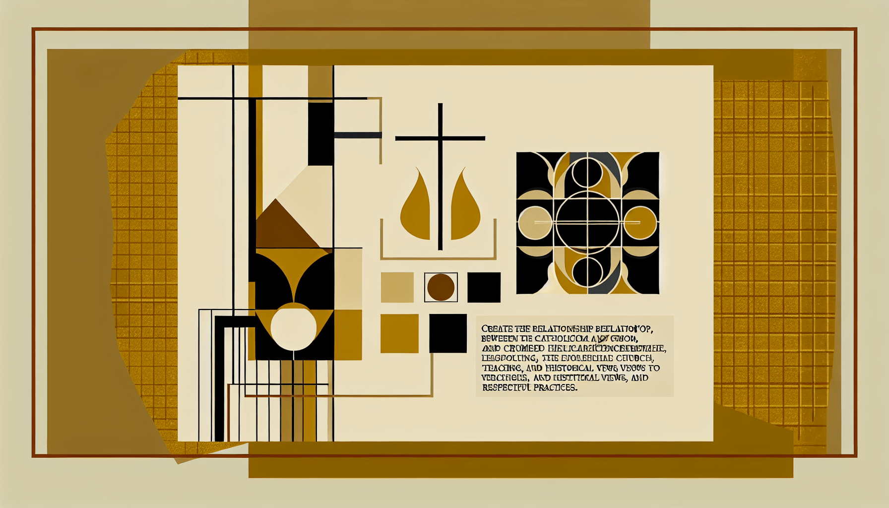 Abstract post image that is flat, clean, and evoke a sense of calm and warmth with art deco influences.