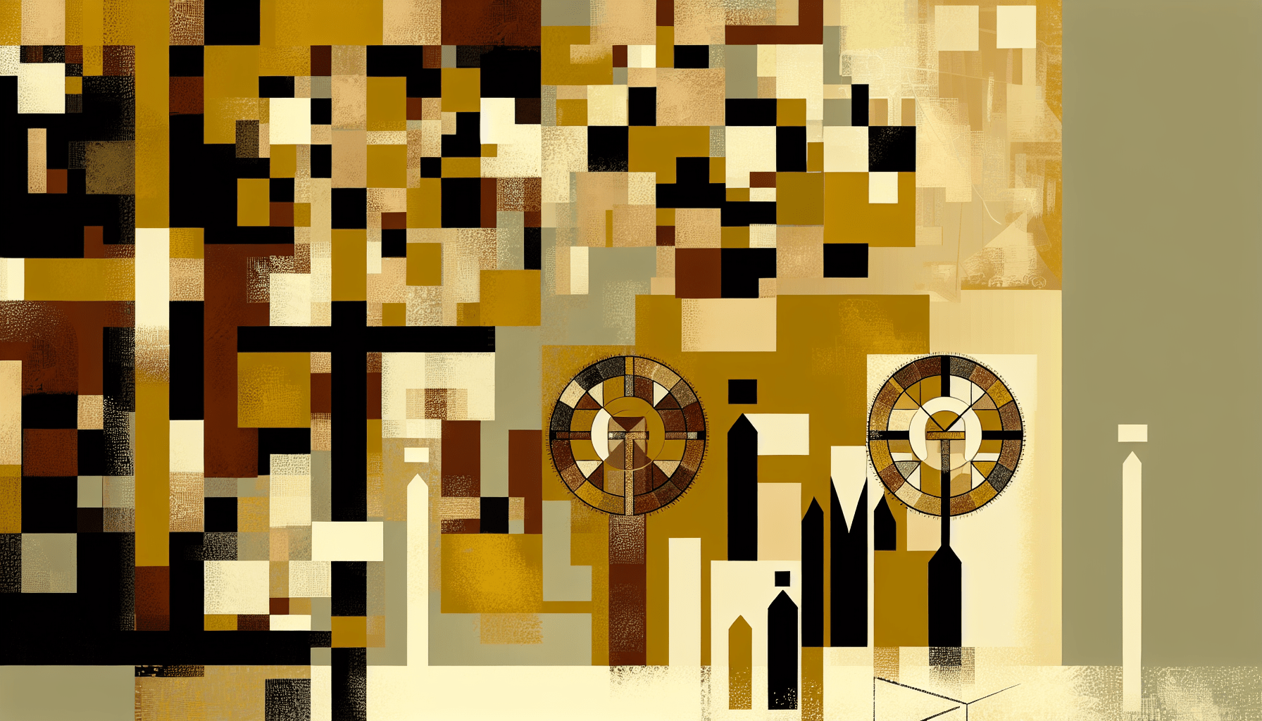 Abstract post image that is flat, clean, and evoke a sense of calm and warmth with art deco influences.