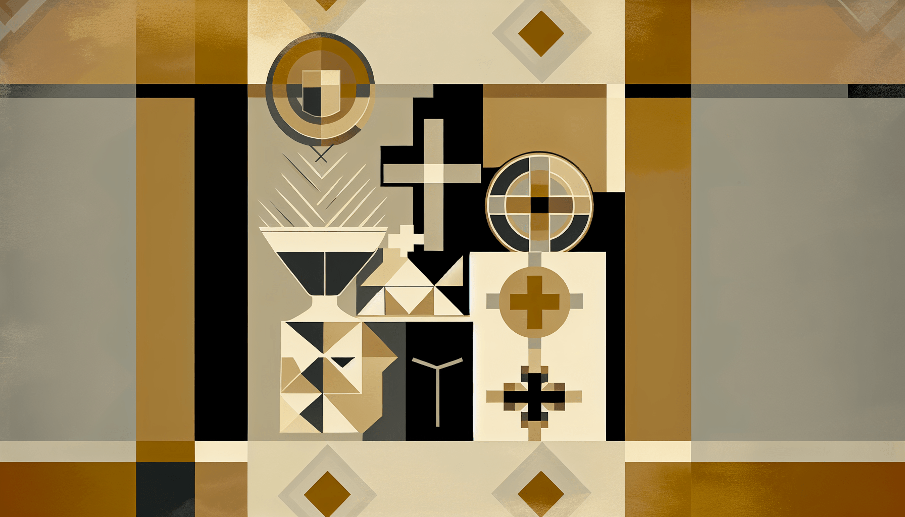 Abstract post image that is flat, clean, and evoke a sense of calm and warmth with art deco influences.