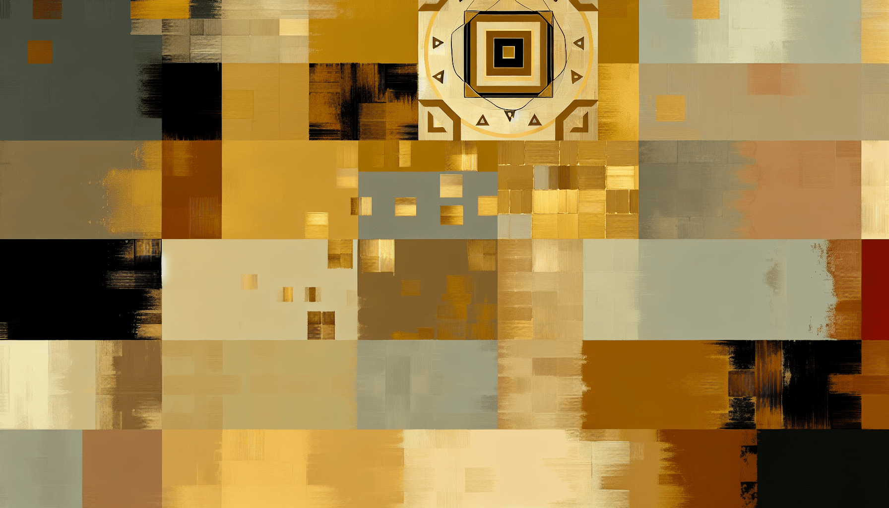 Abstract post image that is flat, clean, and evoke a sense of calm and warmth with art deco influences.