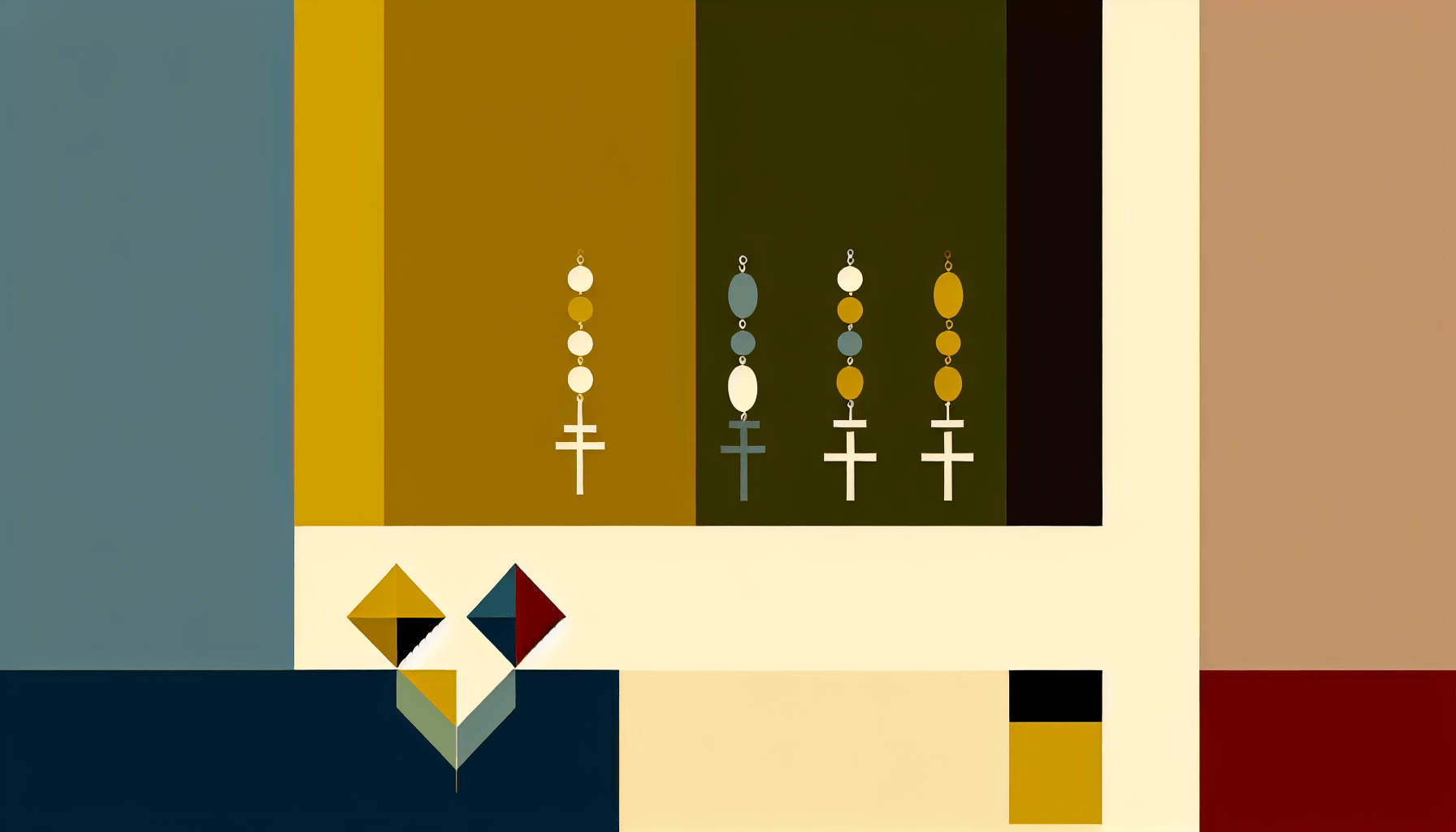 Abstract post image that is flat, clean, and evoke a sense of calm and warmth with art deco influences.