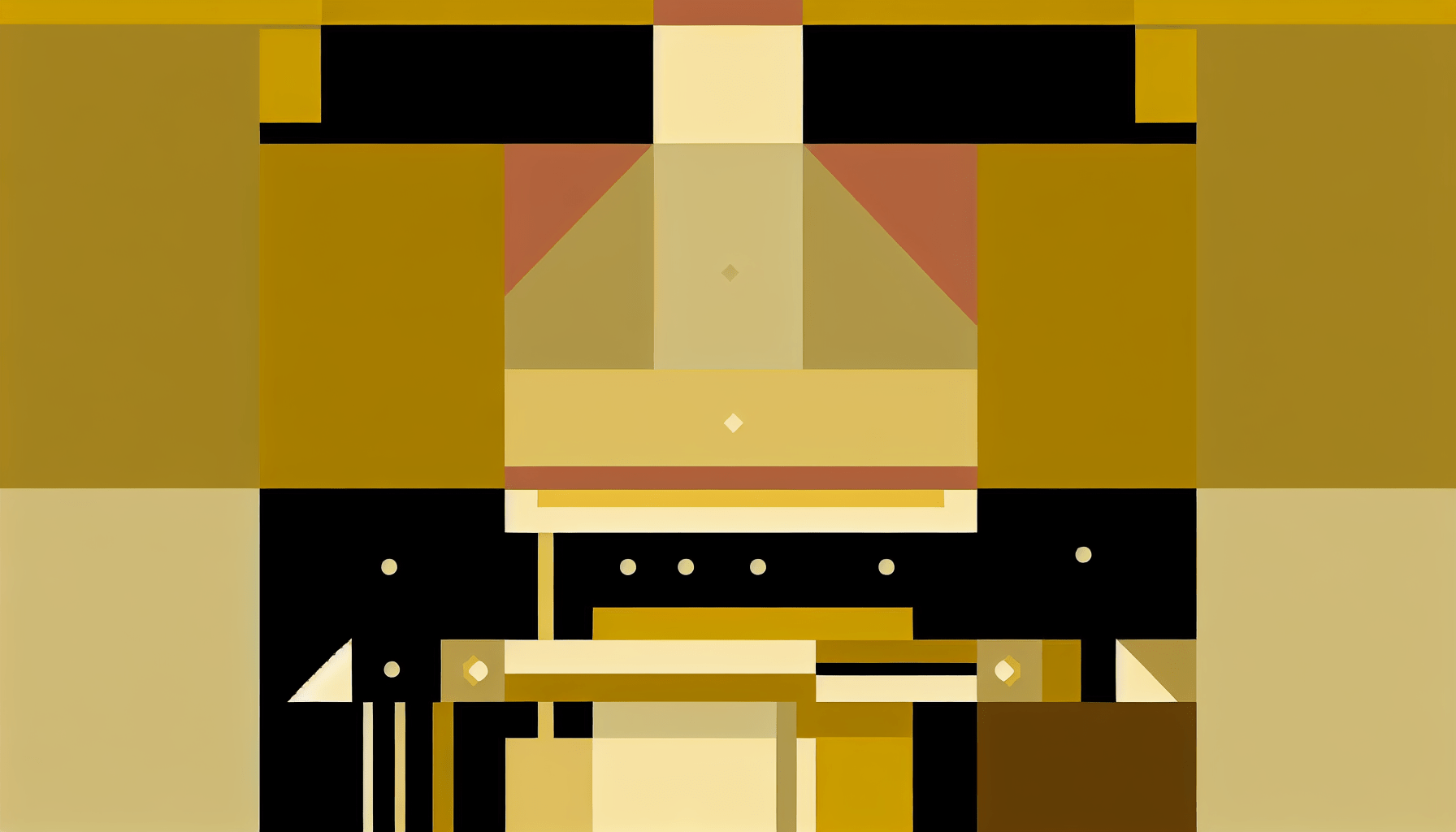 Abstract post image that is flat, clean, and evoke a sense of calm and warmth with art deco influences.