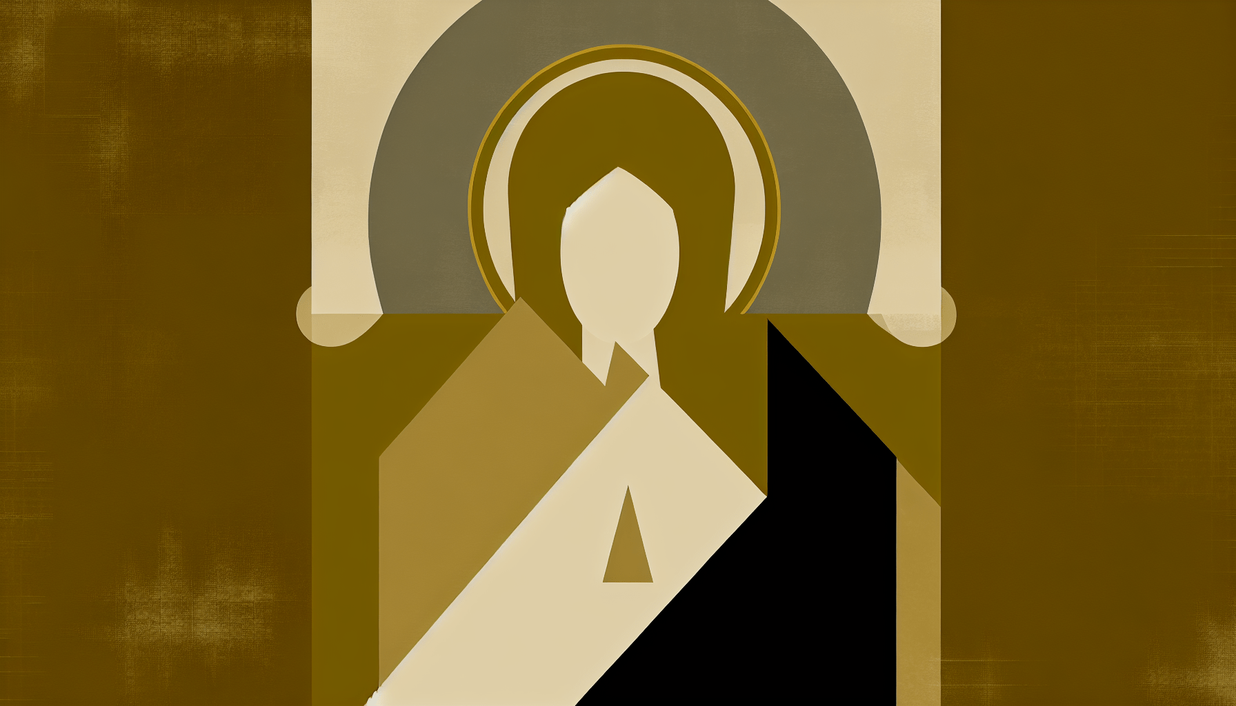 Abstract post image that is flat, clean, and evoke a sense of calm and warmth with art deco influences.