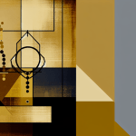 Abstract post image that is flat, clean, and evoke a sense of calm and warmth with art deco influences.