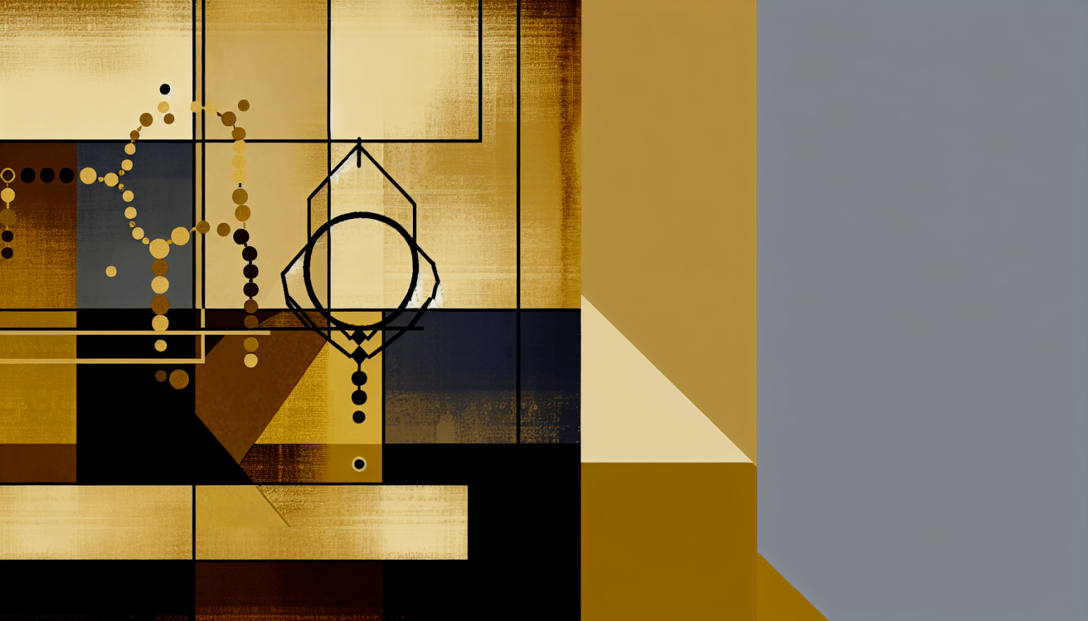 Abstract post image that is flat, clean, and evoke a sense of calm and warmth with art deco influences.