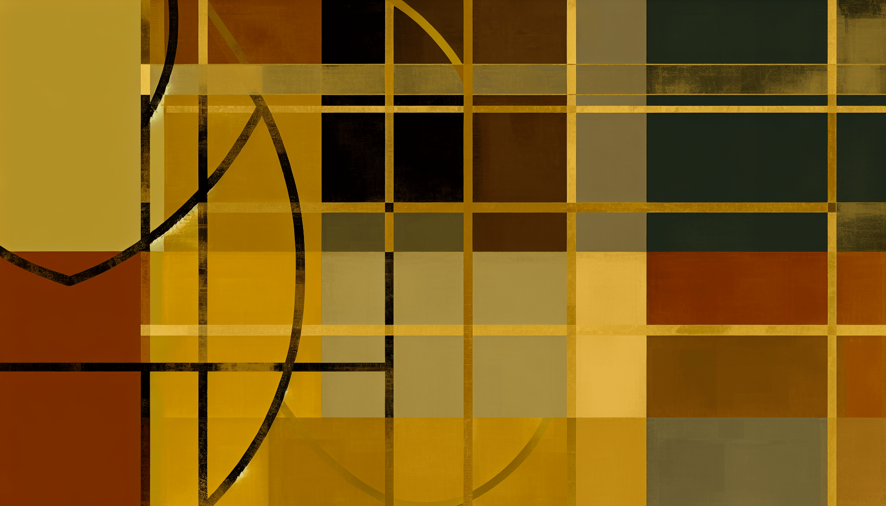 Abstract post image that is flat, clean, and evoke a sense of calm and warmth with art deco influences.