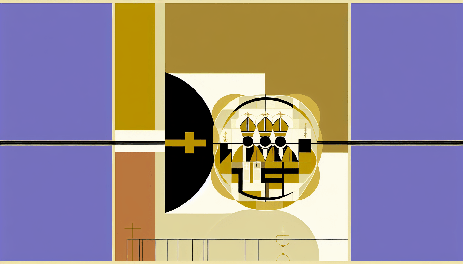 Abstract post image that is flat, clean, and evoke a sense of calm and warmth with art deco influences.