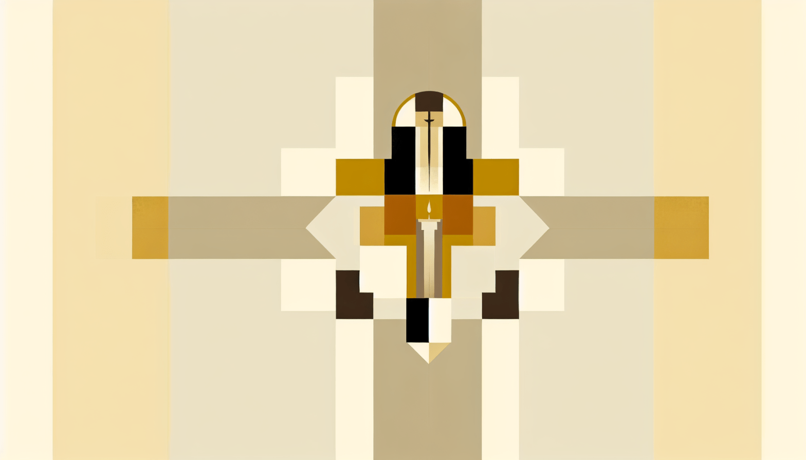 Abstract post image that is flat, clean, and evoke a sense of calm and warmth with art deco influences.