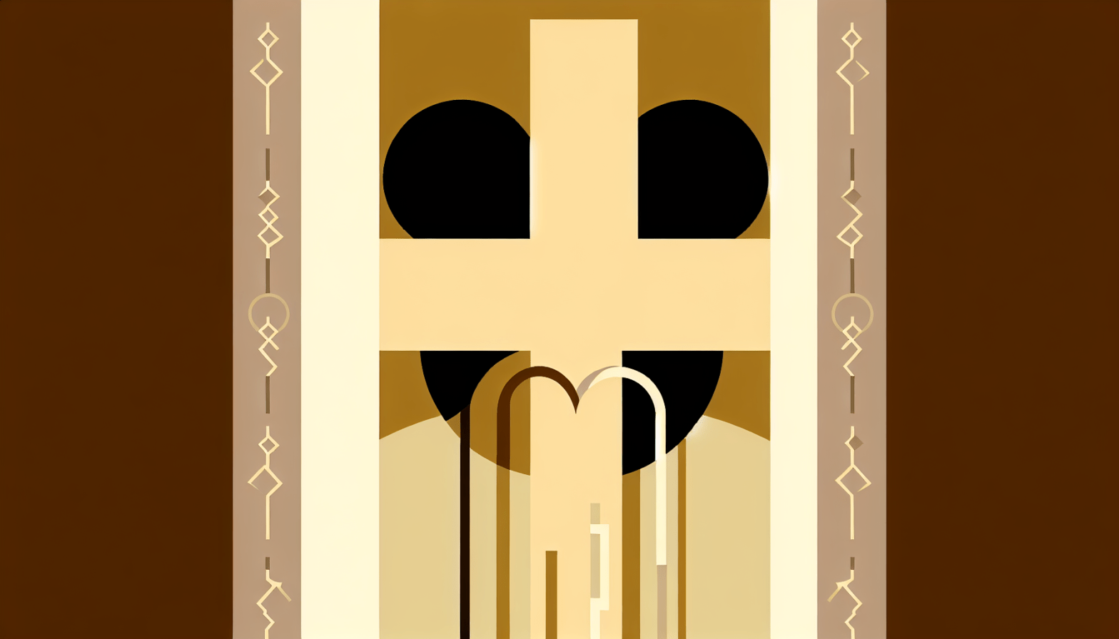 Abstract post image that is flat, clean, and evoke a sense of calm and warmth with art deco influences.