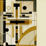 Abstract post image that is flat, clean, and evoke a sense of calm and warmth with art deco influences.