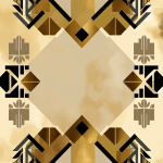 Abstract post image that is flat, clean, and evoke a sense of calm and warmth with art deco influences.