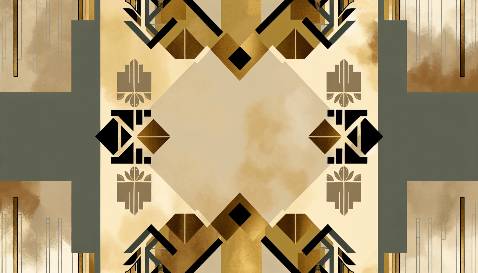 Abstract post image that is flat, clean, and evoke a sense of calm and warmth with art deco influences.