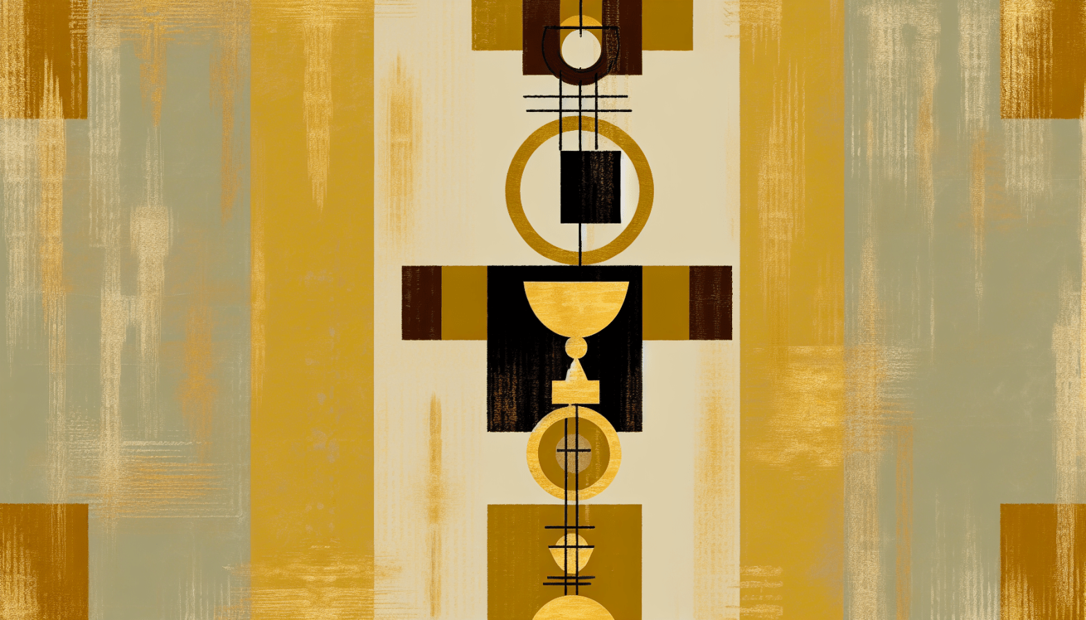 Abstract post image that is flat, clean, and evoke a sense of calm and warmth with art deco influences.