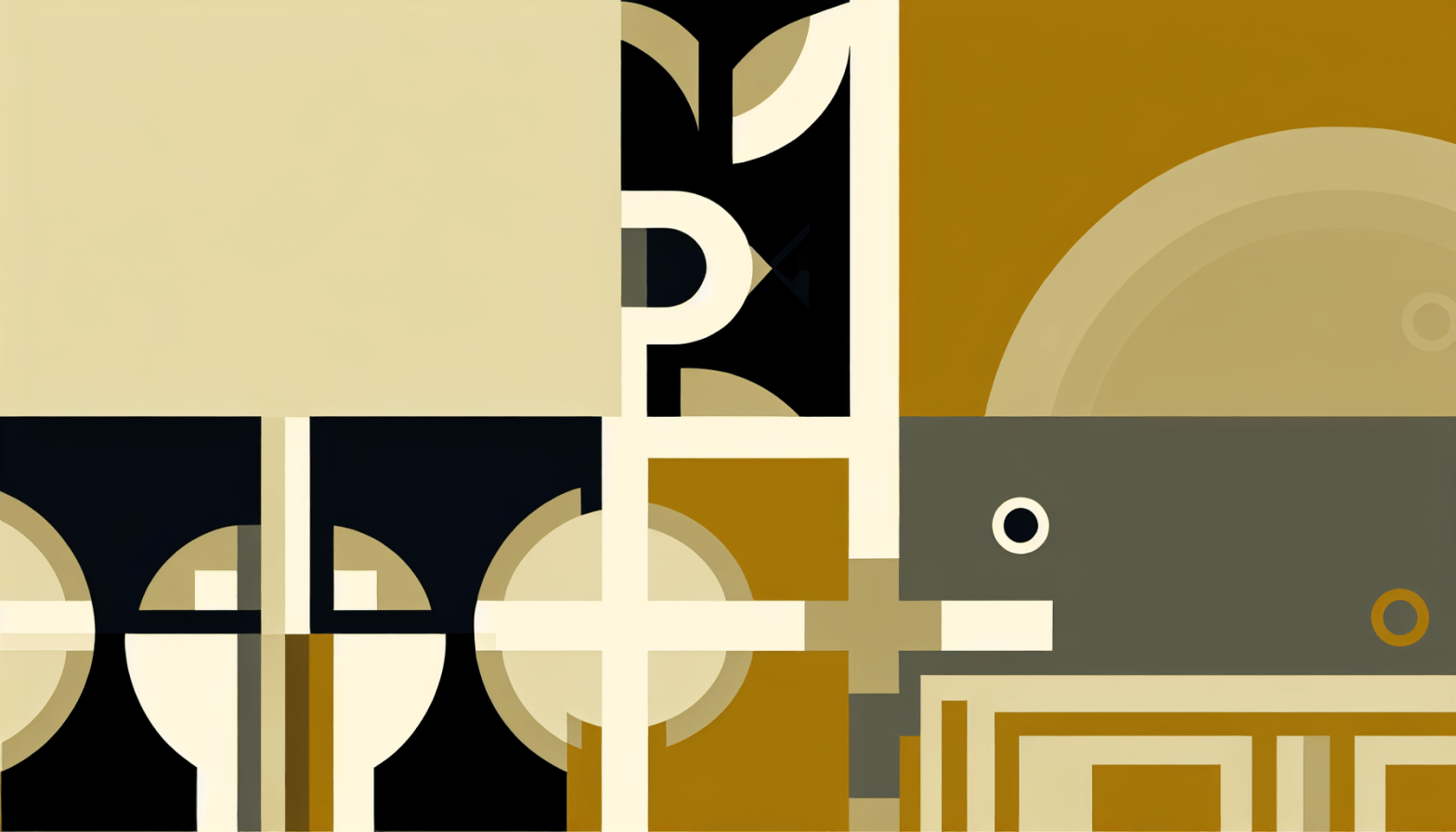 Abstract post image that is flat, clean, and evoke a sense of calm and warmth with art deco influences.