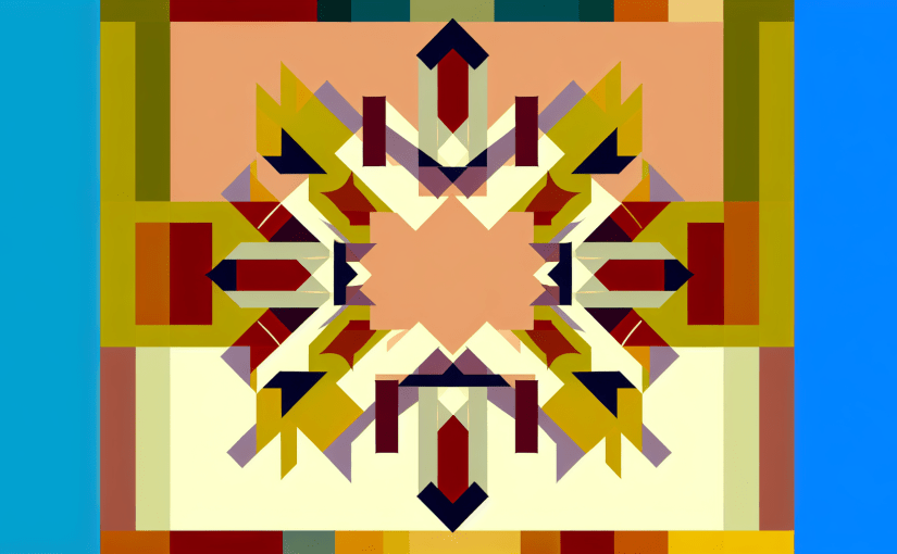 Abstract post image that is flat, clean, and evoke a sense of calm and warmth with art deco influences.